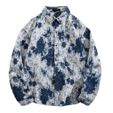 Men's Casual Ink-splashed Print Lapel Long-sleeved Shirt 70625079F