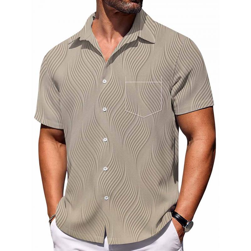Camisa casual casual de manga corta y botonadura sencilla con solapa lisa para hombre 72288474Z