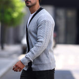 Men's Colorblock Cable Knit Single-Breasted Cardigan 59511158Y