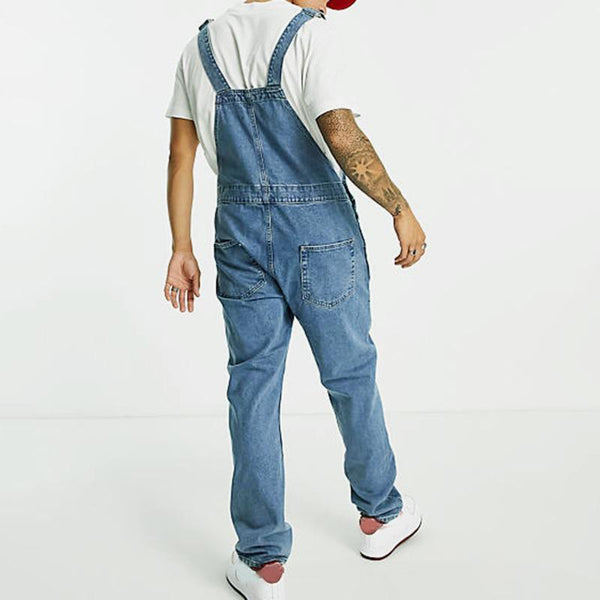 Men's Vintage Washed Distressed Denim Jumpsuit 01651321M