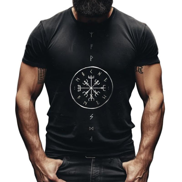 Men's Solid Color Viking Mythology Short Sleeve T-Shirt 44859355TO
