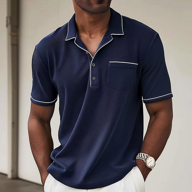 【Envío en 24 horas】Camisa polo de manga corta con solapa y bloques de color para hombre 48962120Z