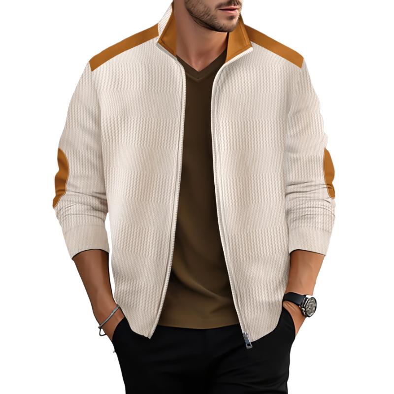 Men's Casual Colorblock Lapel Zipper Jacket 98580197X