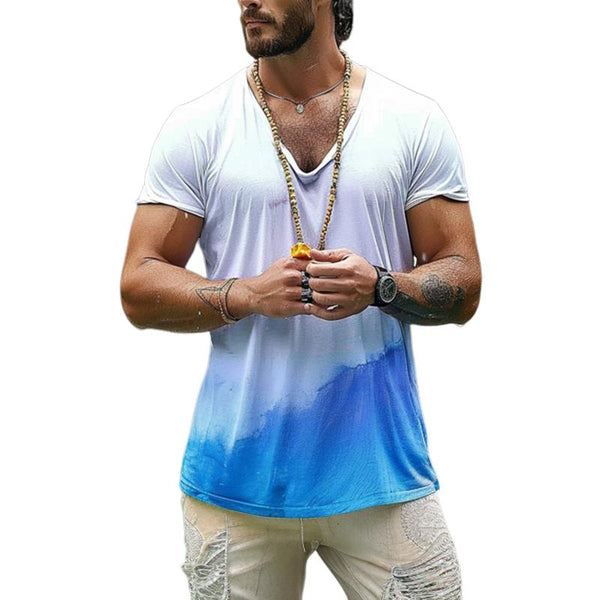 Men's Casual Smudged Round Neck Short-sleeved T-shirt 14621232TO
