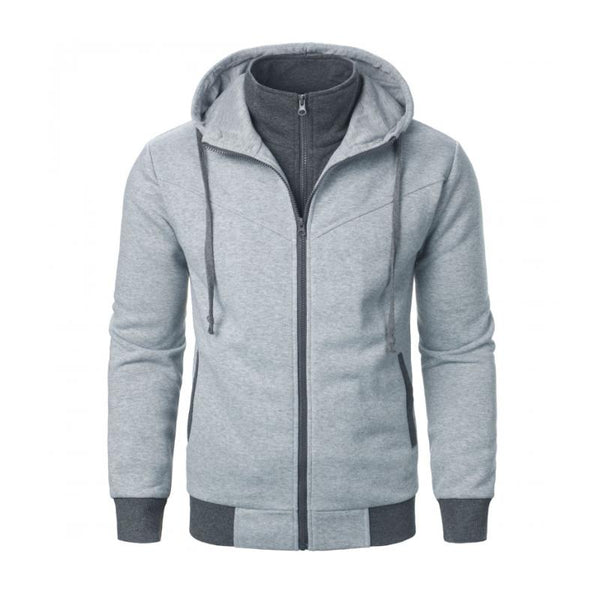 Men's Casual Sports Colorblock Double Zipper Slim Fit Hoodie 71768859M