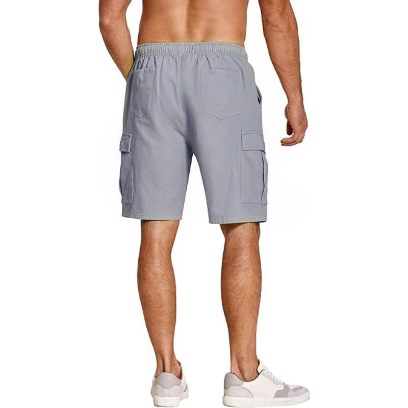 Men's Casual Cotton Blend Elastic Waist Loose Cargo Shorts 92302242M
