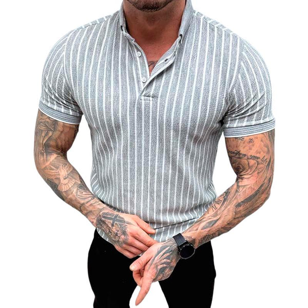 Men's Striped Print Short Sleeve Polo Shirt 52367119Y