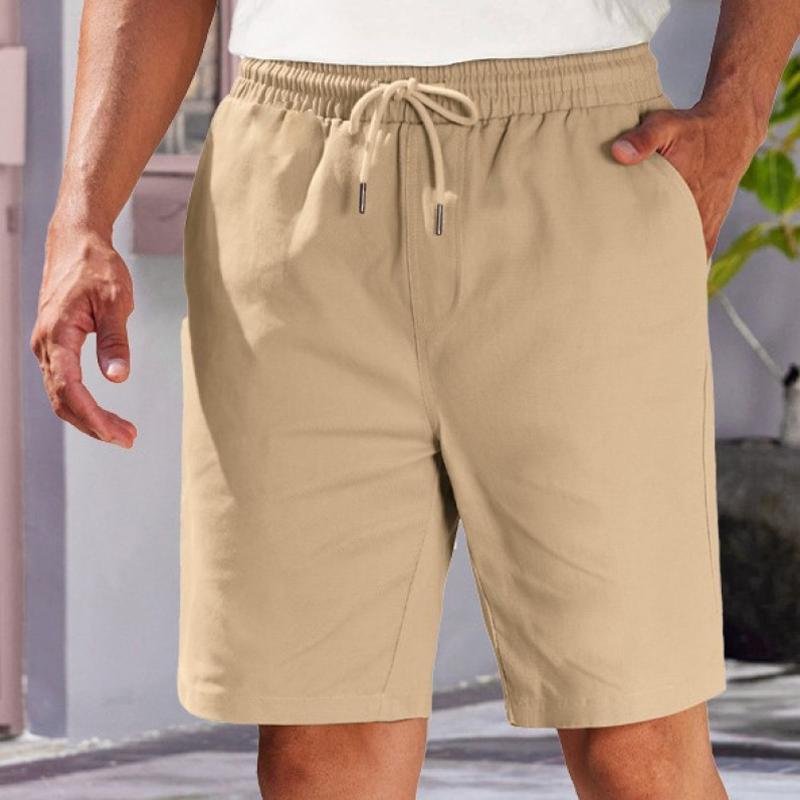 Men's Solid Color Elastic Waist Straight Casual Shorts 03895321Z