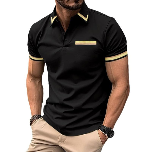 Men's Colorblock Lapel Short Sleeve Casual Polo Shirt 14751293Z