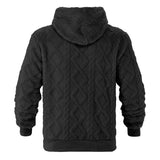 Men's Casual Solid Color Woven Plush Warm Hooded Sweatshirt 72865635Y