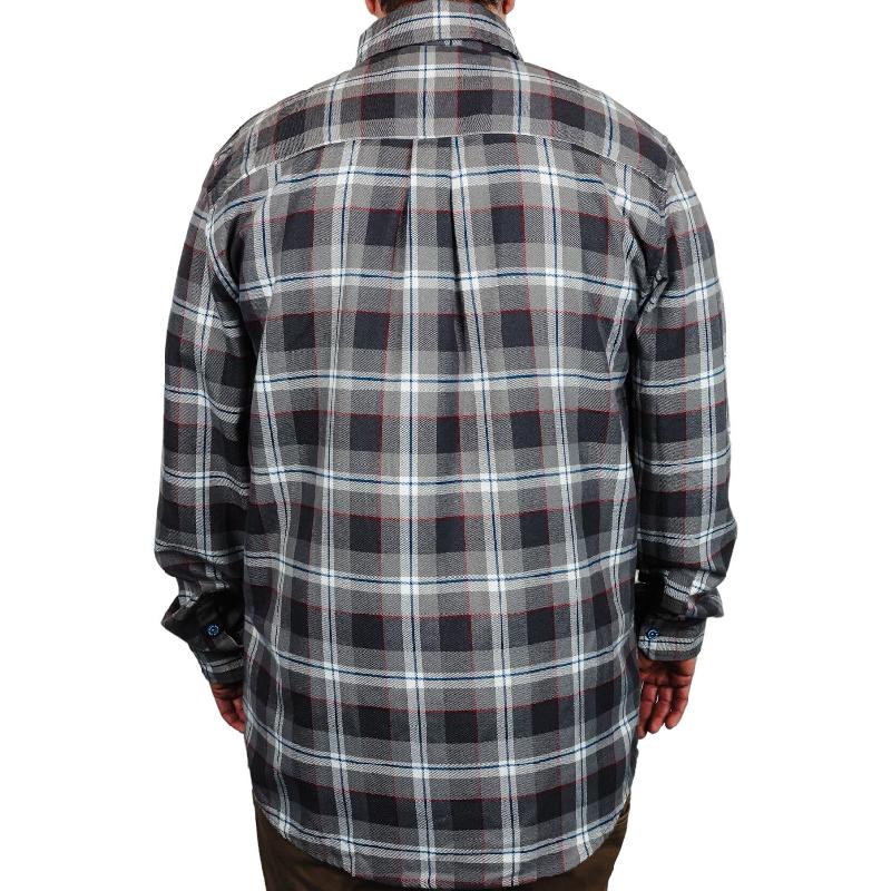 Men's Casual Grey Plaid Lapel Long Sleeve Shirt 91866010F