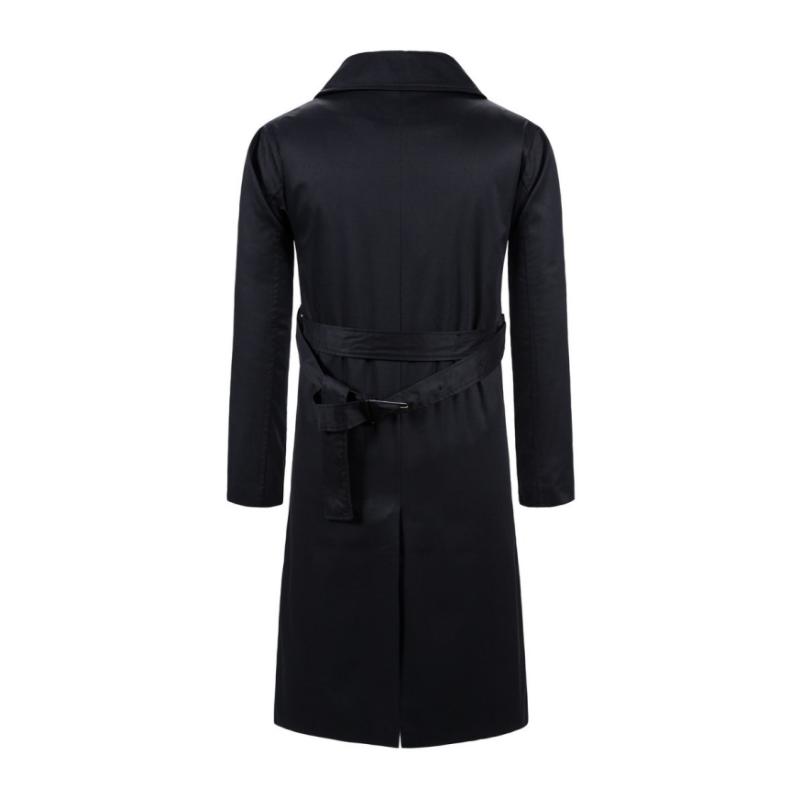 Men's Retro Classic Lapel Single Breasted Belt Long Trench Coat 55058957M