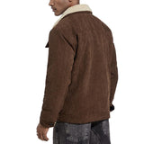 Men's Solid Color Lambswool Lining Corduroy Jacket 02133587Y