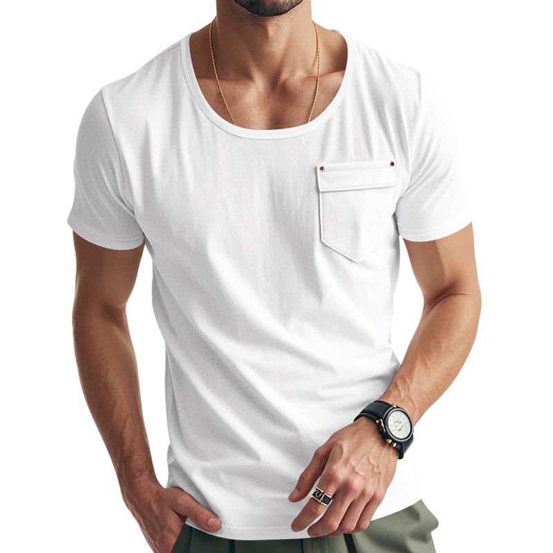 Men’s Vintage Casual Pocket Short Sleeve T-Shirt 25011171X