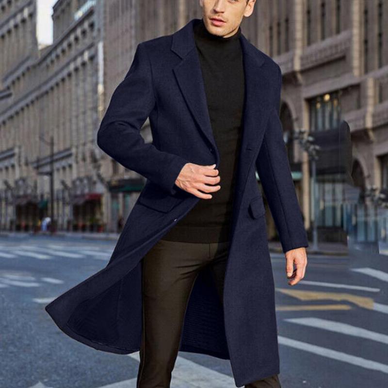 Men's Classic British StyleKnee-Length Woolen Coat 61839544K