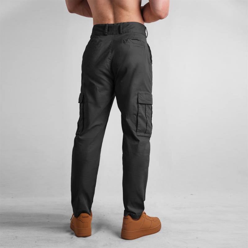 Men's Solid Loose Straight Multi-pocket Cargo Pants 14681616Z