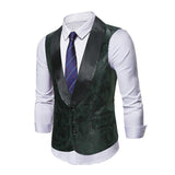 Men's Vintage Cashew Jacquard Shawl Collar Single Breasted Slim Vest (Shirt and Tie Excluded) 10867168M