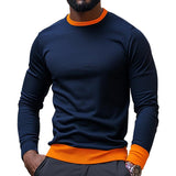 Men's Retro Casual Colorblock Round Neck Long Sleeve T-Shirt 59342858TO