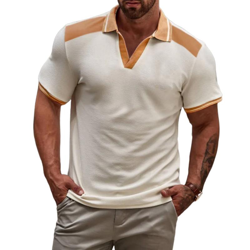 Men's Color Block Lapel Short Sleeve POLO Shirt 62359549X