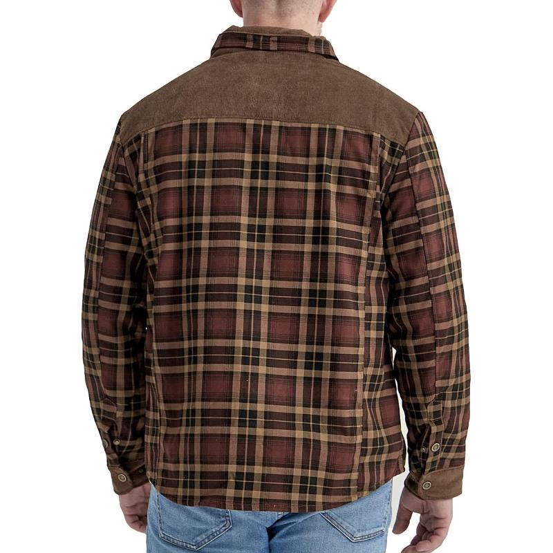 Men's Retro Check Stitching Corduroy Lining Plush Warm Jacket 19396468Y