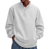 Men's Casual Solid Color Half Zip Loose Pullover Sweatshirt 76043646M