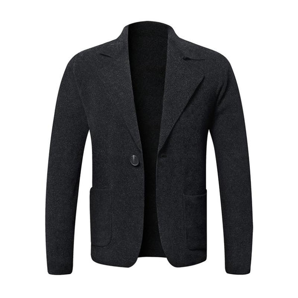 Men's Casual Notch Lapel Patch Pocket Slim Fit Knitted Blazer 63754577M