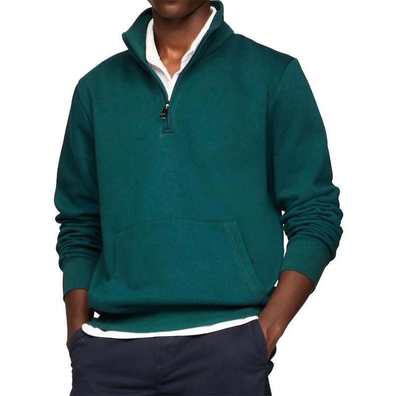 Men's Casual Solid Color Half Zip Turtleneck Sweatshirt 81474478Y