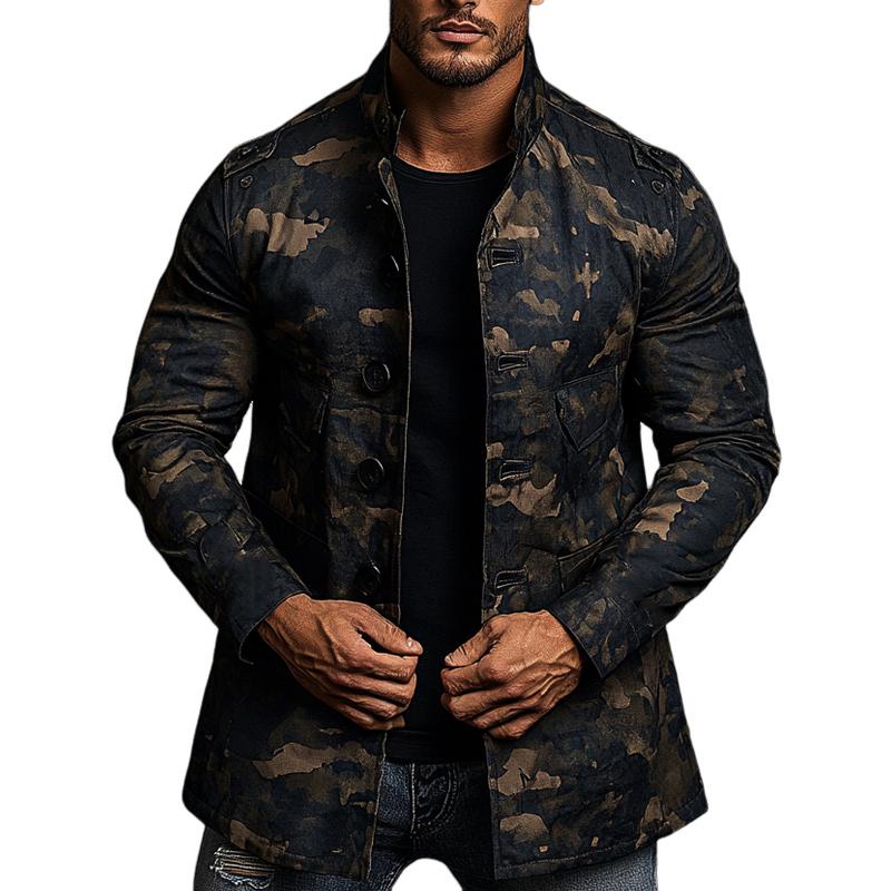 Men's Camouflage Print Mid-length Coat 21297003X