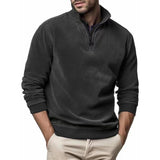 Men's Casual Suede Zipper Stand Collar Loose Long Sleeve Sweatshirt 28495078M