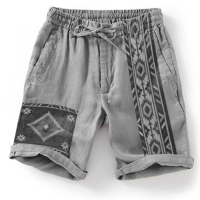 Men's Ethnic Print Beach Drawstring Shorts 89368536Y