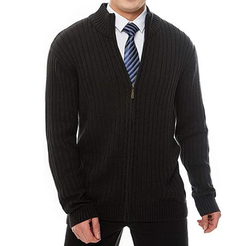 Men's Retro Casual Striped Zipper Knit Cardigan 98033533TO