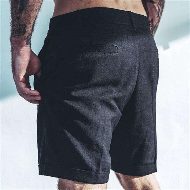 Men's Casual Cotton Linen Blended Breathable Suit Shorts 31805397M