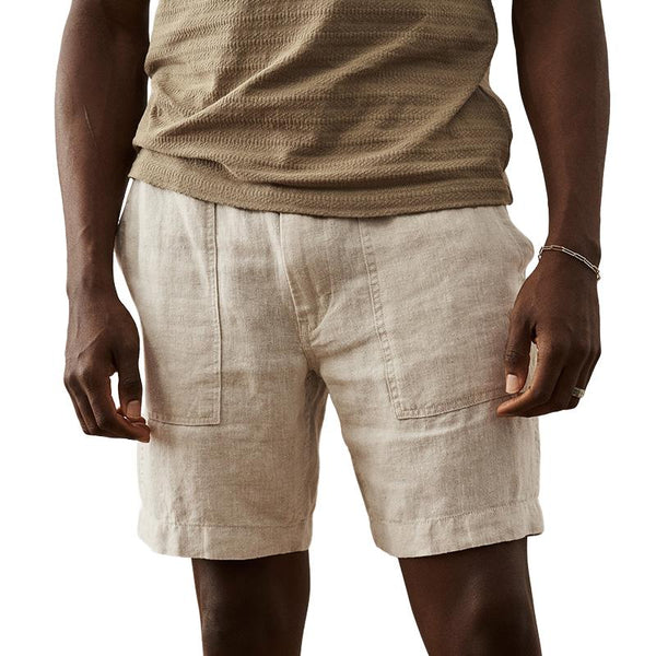Men's Casual Cotton Linen Multi-pocket Loose Suit Shorts 09414752M