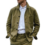 Men's Solid Color Lapel Multi-pocket Single Breasted Cargo Jacket 69817882Z