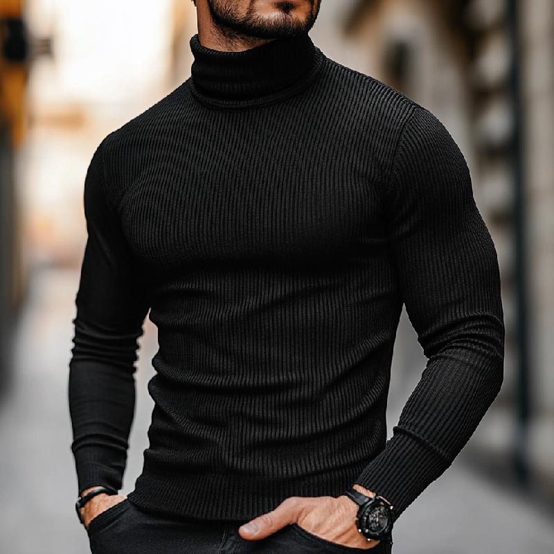 Men's Classic Versatile Turtleneck Ribbed Bottoming Long-sleeved T-shirt 88081235F