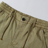 Men's Casual Solid Color Washed Cotton Multi-Pocket Cargo Pants 66059164M