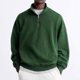 Men's Casual Solid Color Half Zip Turtleneck Long Sleeve Sweatshirt 20124824Y