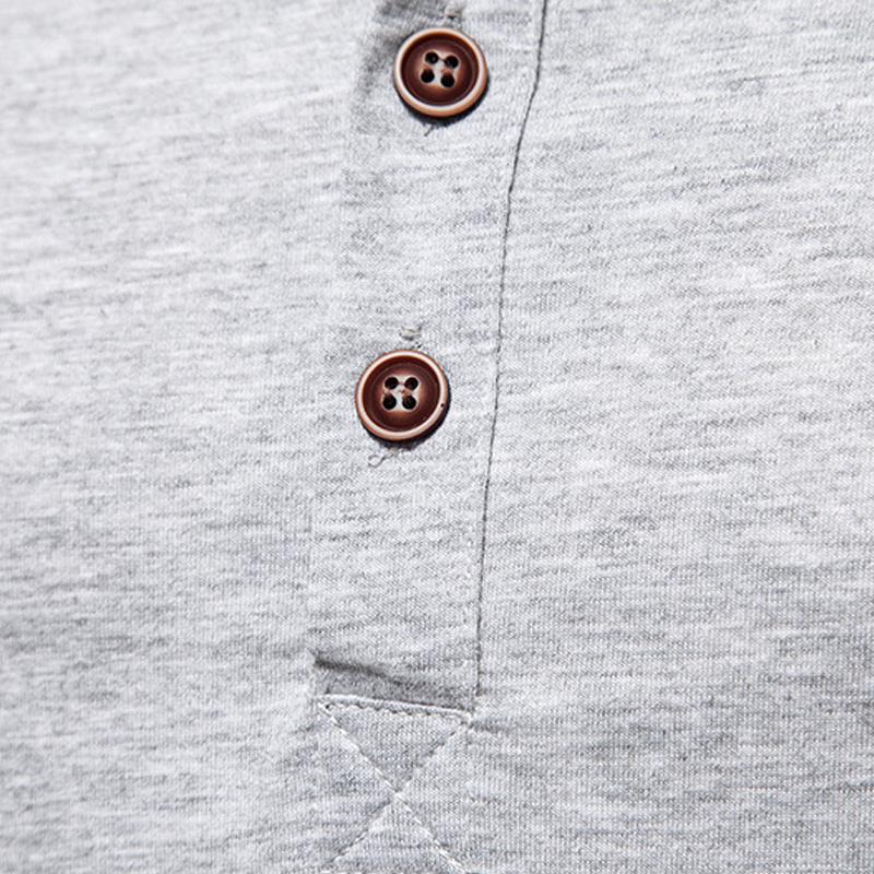 T-shirt décontracté à manches longues et col Henley uni pour hommes 52904398Z