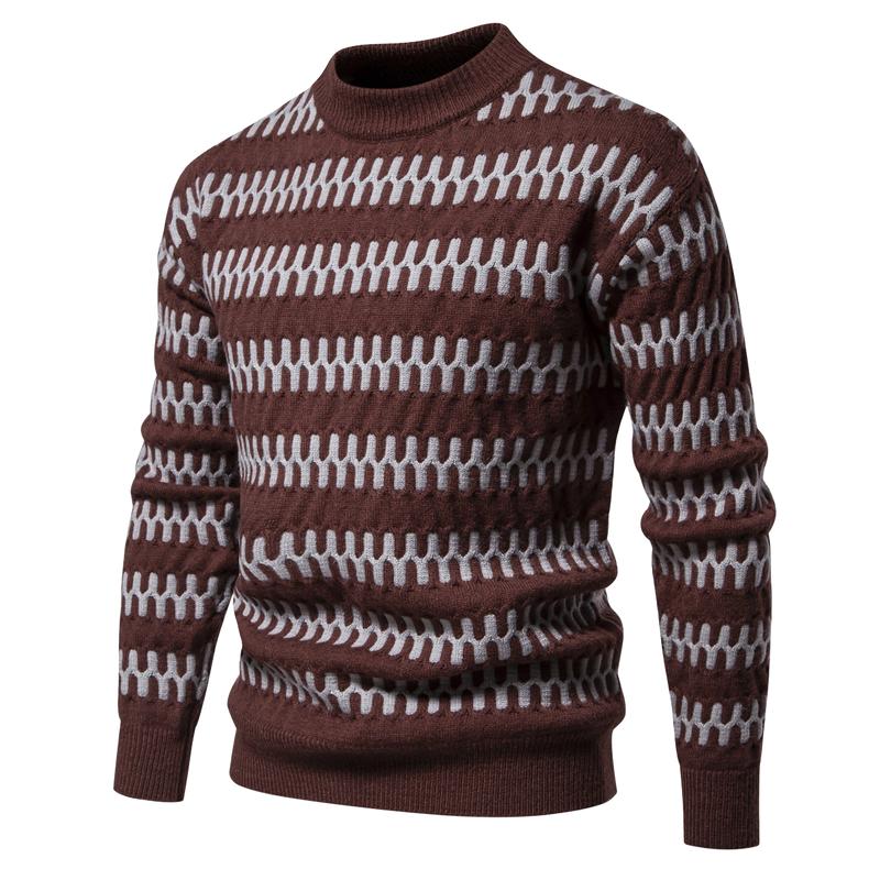 Men's Warm Pullover Striped Knitted Sweater 06249609F