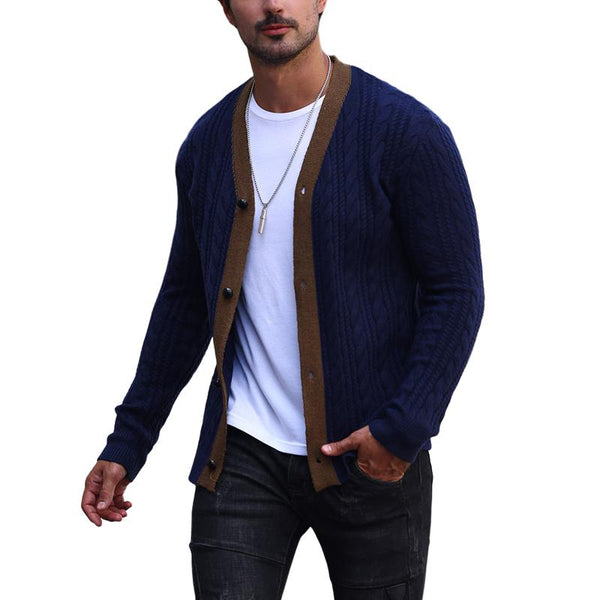 Men's Casual Colorblock Single Breasted Cardigan 31740363Y