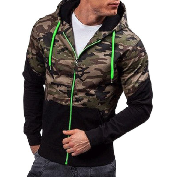 Men's Retro Casual Camouflage Zipper Hoodie 72109651TO