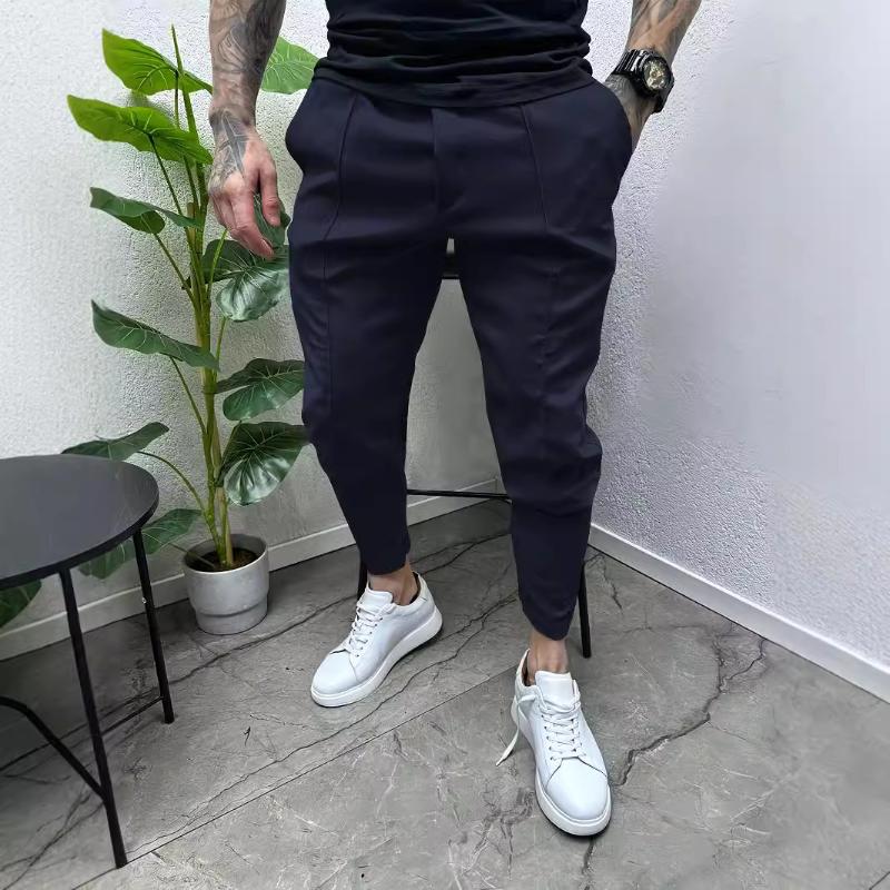 Men's Retro Casual Solid Color Drawstring Skinny Pants 11295927TO