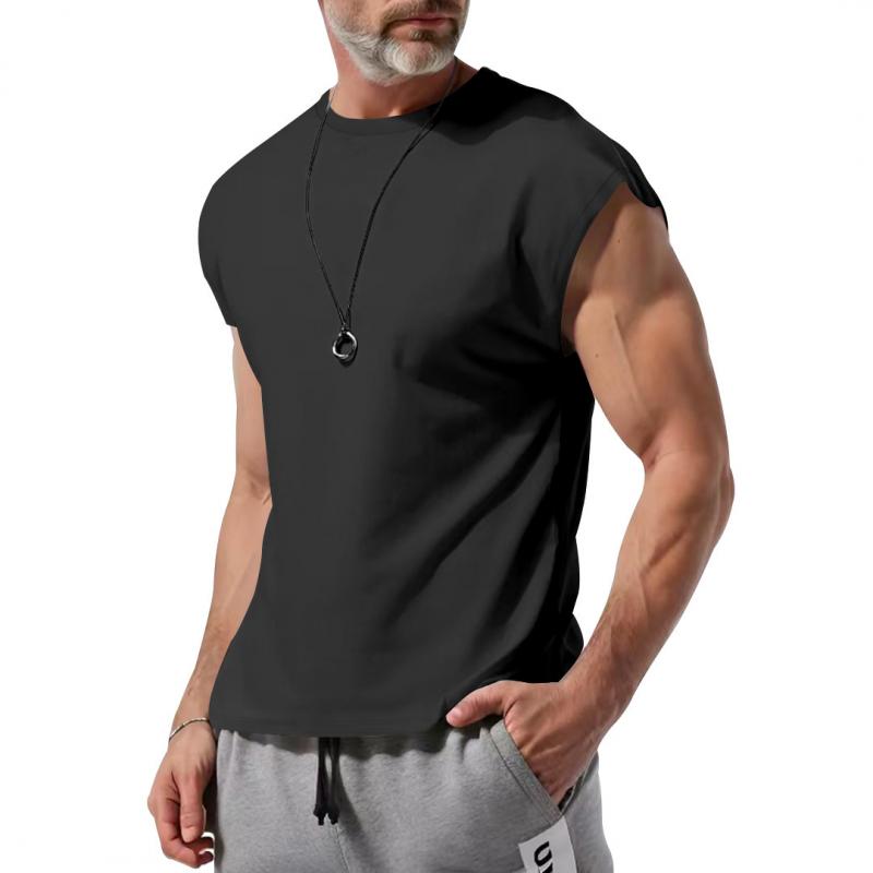 Men's Casual Cotton Blend Crew Neck Loose Tank Top 23771862M