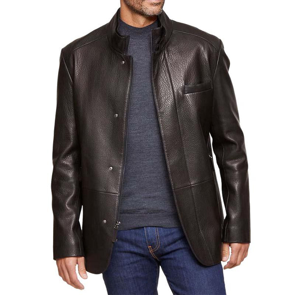 Men's Vintage Classic Stand Collar Leather Jacket 27880952K