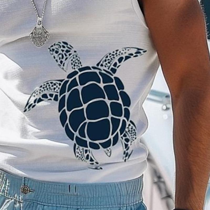 Men's Casual Environmentalist Turtle Tank Top 02243186TO