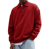 Men's Solid Color Loose Lapel Long Sleeve Casual Sweatshirt 76238792Z