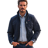 Men's Navy Blue Stand Collar Zip-up Jacket 88902748U