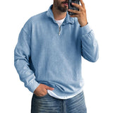 Men's Solid Color Lapel Zipper Sweatshirt 52317136Y