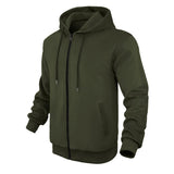 Men's Solid Color Plush Hooded Zipper Casual Jacket 52220748Z