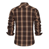 Men's Vintage Casual Flannel Plaid Lapel Long Sleeve Shirt 49880234TO